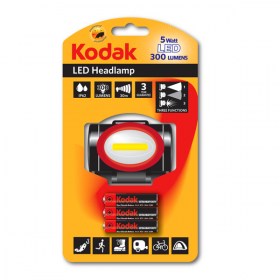  KODAK LED HEADLAMPS мощност 300 Lumens 5 WATT, водоустойчив IP44, 3 нива на светлината, CREE COB 5 WATT 300 LUMENS + 3 броя батерии ААА 1.5V